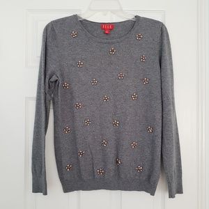 Elle▪Grey sweater with beautiful beading